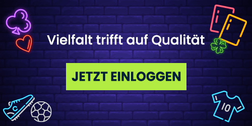 Banner mit Hinweis auf Spielvielfalt und Einloggen Button
