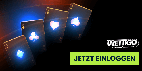 Spielkarten Motiv mit Einloggen Button bei Wettigo
