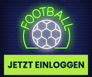Leuchtendes Fußball Symbol mit Einloggen Button
